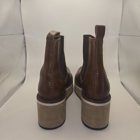 Diba True She Nah Women's Brown Leather Platform Chelsea Boots - Size 8.5 - Picture 4 of 7
